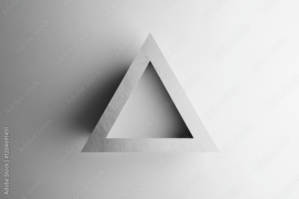 Poster abstract geometric triangle casting shadow on wall in soft light during daytime. generative ai