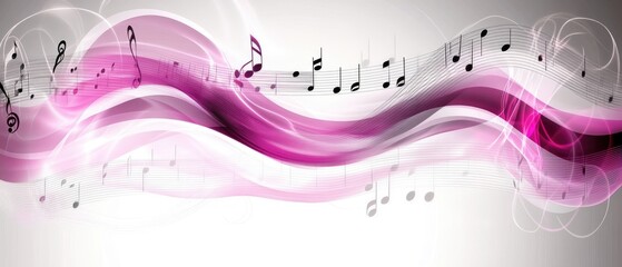 Abstract Musical Waves Pink Notes Design