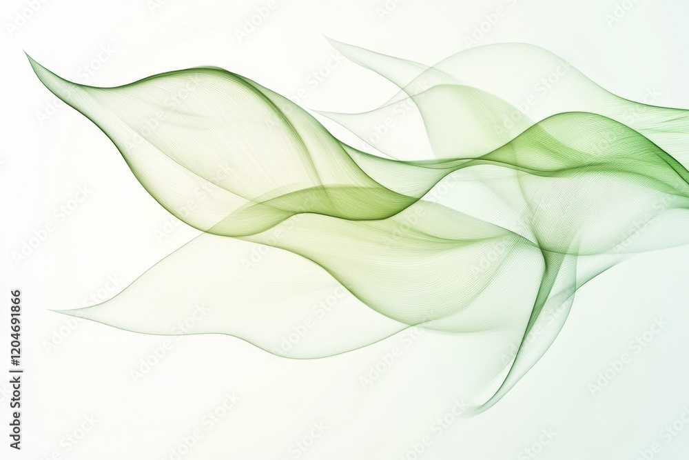 Aufkleber fluid green waves flow gracefully across a soft, light background, creating an ethereal atmosphere a