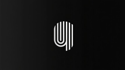 Modern graphic design featuring a stylized number nine with striped pattern on a black background. Generative AI