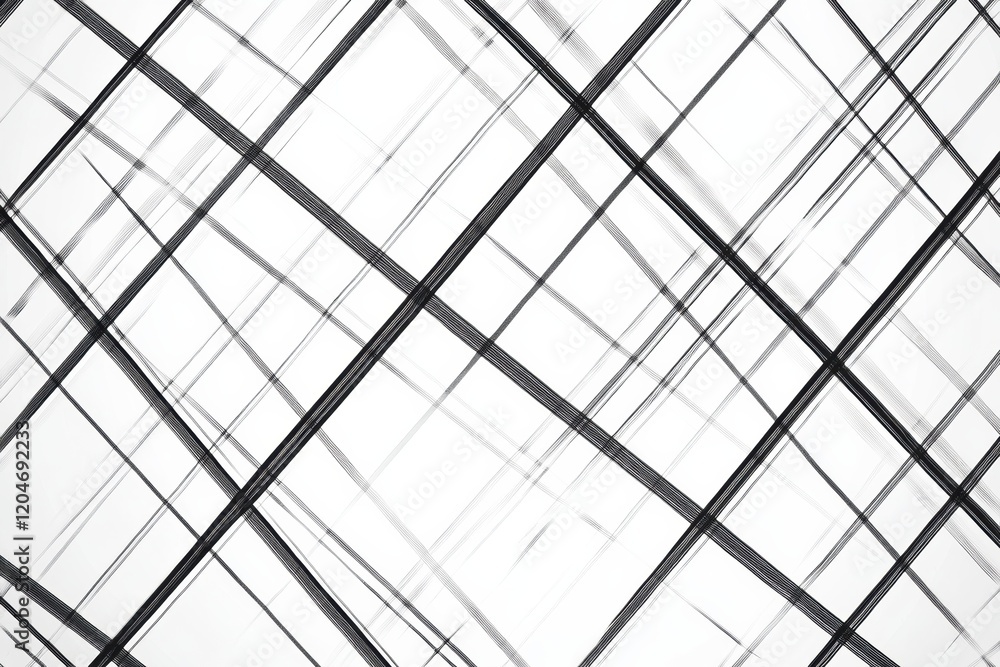 Poster abstract black and white lines intersecting on a plain background creating a dynamic visual experien