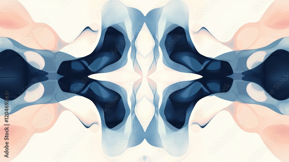 Leinwandbilder abstract blue and peach shapes create symmetrical design in artistic composition during daylight hou