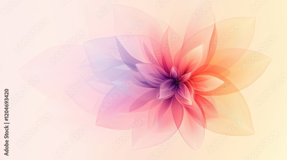 Poster soft pastel colored flower design with gradient effects on a light background. generative ai