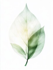 Translucent green leaves layered with delicate patterns and soft hues in natural light. Generative AI