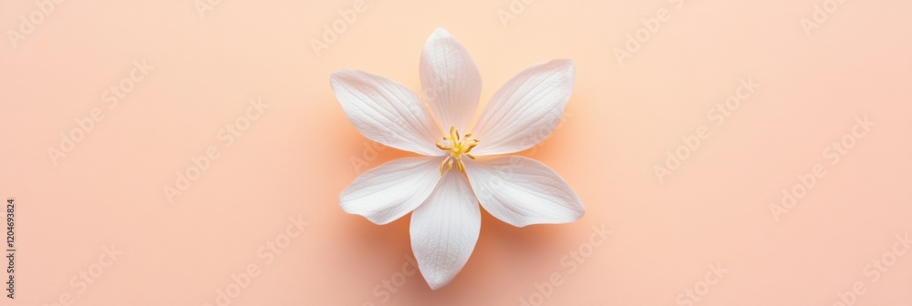 Fototapete delicate white flower with soft petals against a peach background creating a serene and elegant comp