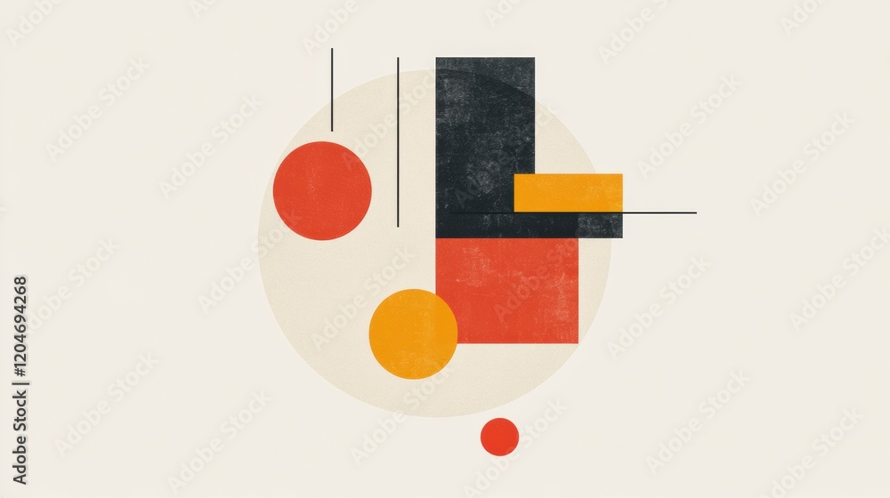 Fototapete Abstract geometric composition featuring bold shapes and colors in a minimalistic design. Generative AI