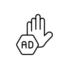 Obraz premium Ad blocker outline icons, accounting minimalist vector illustration ,simple transparent graphic element .Isolated on white background