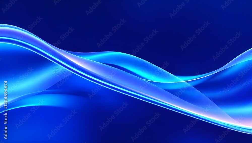 Poster an abstract composition of cool-toned iridescent waves, resembling a digital data flow