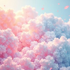 Fototapeta premium Soft pastel hues blend with gentle fluffy texture on a serene background, peaceful ambiance, texture details