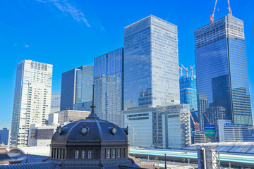 東京駅　丸の内口周辺の都市風景