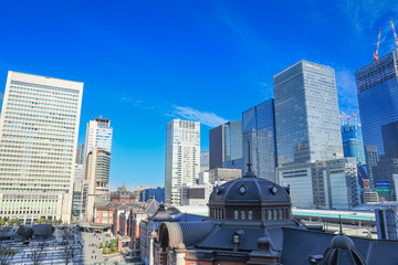 東京駅　丸の内口周辺の都市風景