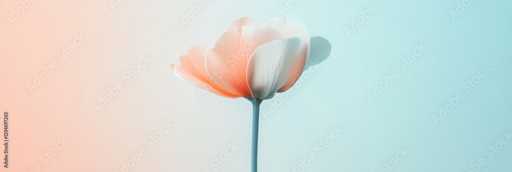 Poster flower with pastel colors against a soft gradient background showcasing delicate beauty in nature. g