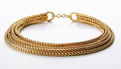 Multi-layered gold necklace with a rope design.