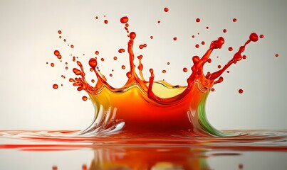 Vibrant orange liquid crown splash.