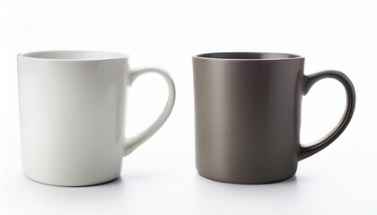 Obraz premium A white and a brown mug sit side-by-side.