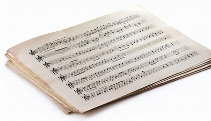 Naklejka premium Old Sheet Music Stacked on White
