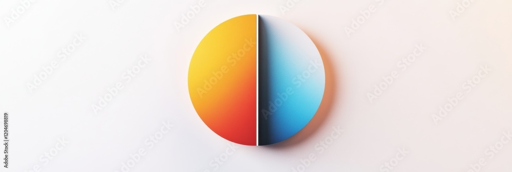 Leinwandbilder colorful circular design split in half showcasing gradient orange and blue tones on a minimalist bac