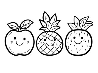 Fototapeta premium Happy Apple and Two Smiling Pineapples