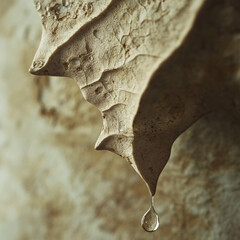 Naklejka premium water drop falling from a stone leaf