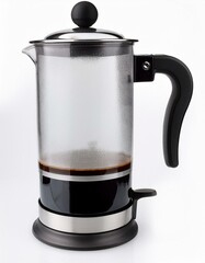 Brewing a rich cup of coffee in a stylish glass French press.