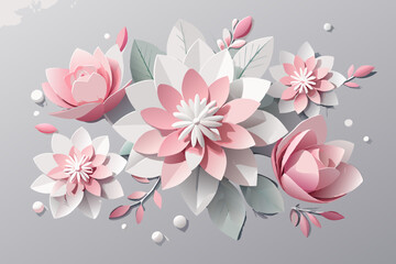 Delicate Paper Craft Flowers with Intricate Origami Blooms in Soft Pastel Colors