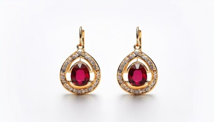 Elegant ruby and diamond drop earrings.