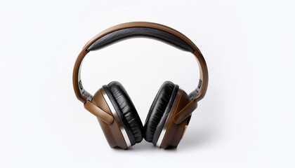 Fototapeta premium Brown over-ear headphones on white background.