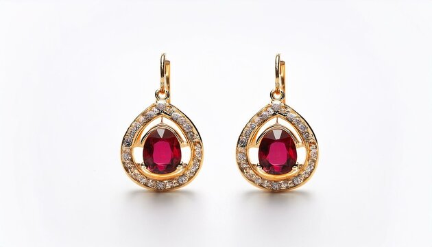 Elegant ruby and diamond drop earrings.