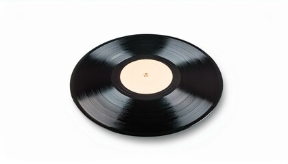Obraz premium Black vinyl record with a blank label.