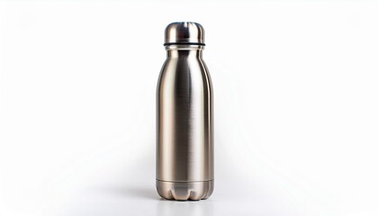 Sleek silver water bottle, perfect for hydration on the go.