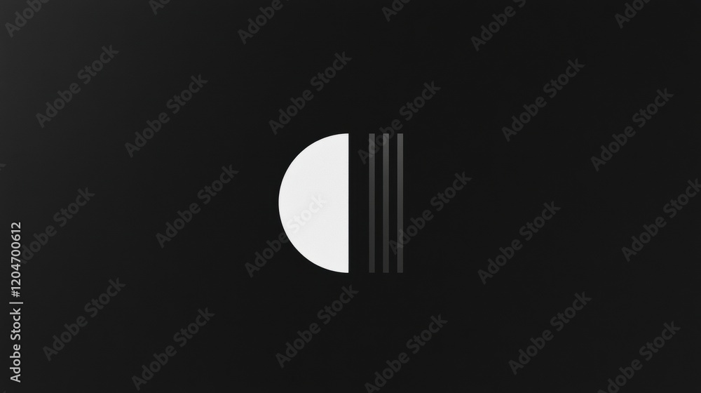 Fototapete Abstract design with black background and white shapes representing harmony and contrast in modern art. Generative AI