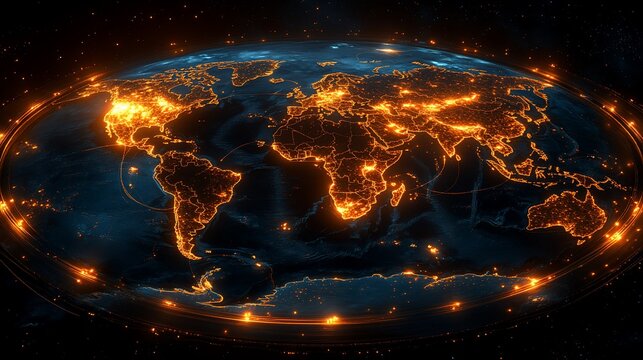 Global Illumination: A mesmerizing digital rendering of Earth's nighttime lights, showcasing the interconnectedness of our world.