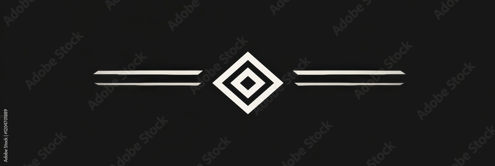 Poster geometric design featuring a diamond shape with lines on a black background during a modern art exhi