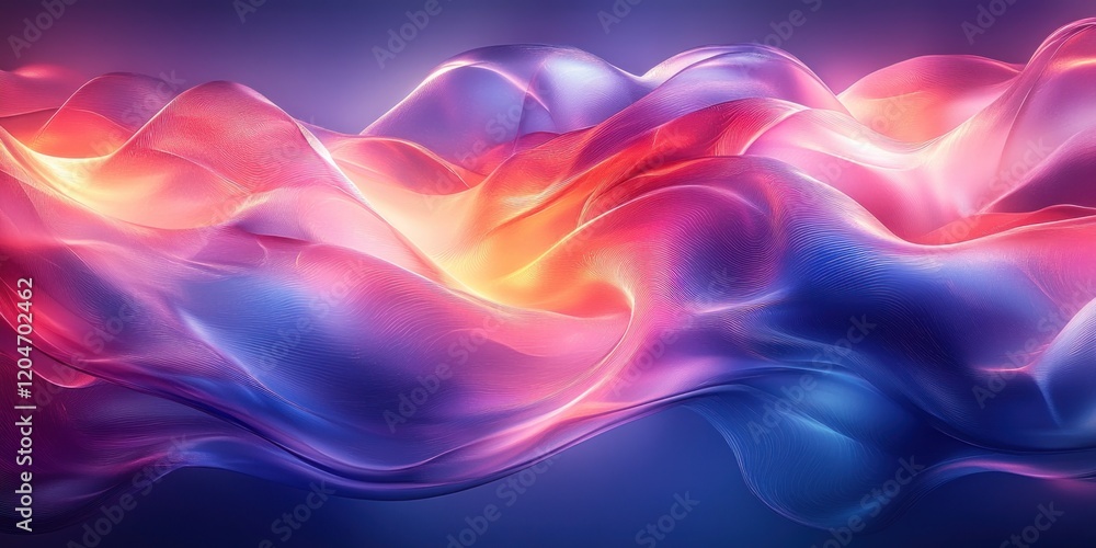 Poster dynamic neon geometric shapes with backlighting in blue and purple abstract art