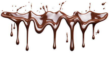 Dripping chocolate isolated on transparent white background, clipping path, Png.