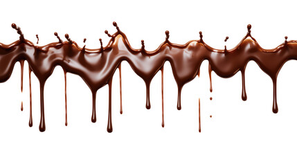 Dripping chocolate isolated on transparent white background, clipping path, Png.