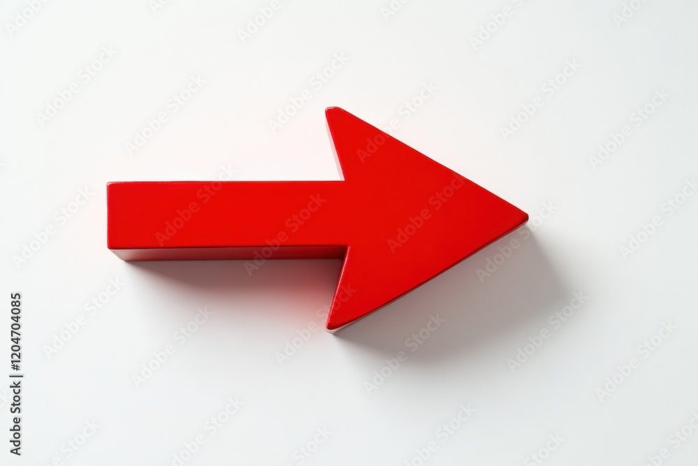 Aufkleber Bright red arrow pointing right on a white background used for direction indication. Generative AI