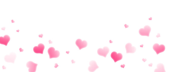 Pink hearts background, romantic cute pink heart border pattern, greeting card invitation header white banner decoration design