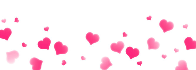 Pink hearts background, png overlay, romantic cute pink heart border pattern, greeting card invitation header white banner decoration design