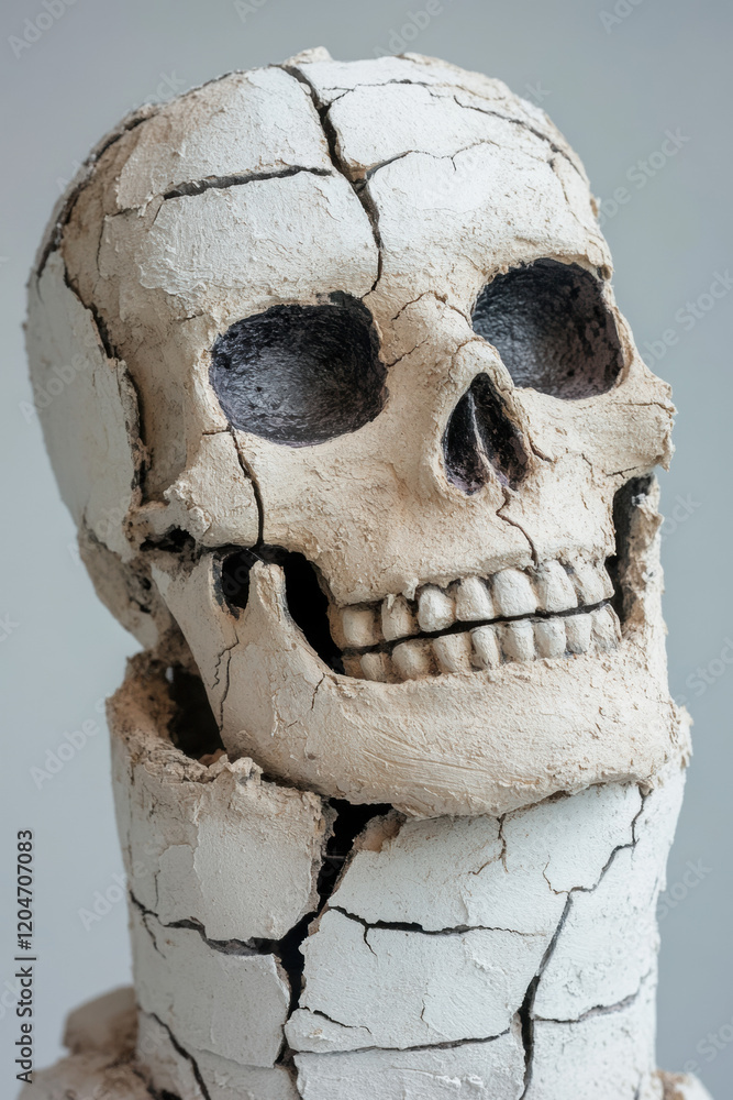 Poster skeleton claymation, a high-fidelity png image of a claymation-style skeleton with chaotic elements,