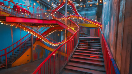 非常階段をジェットコースター風に改造、廃ビルの新たな命