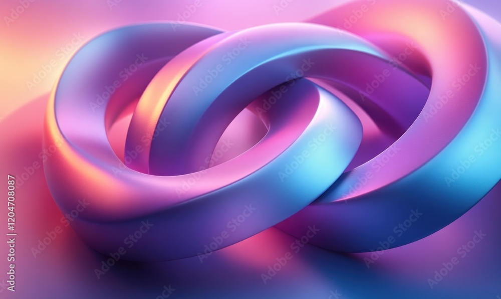 Aufkleber futuristic abstract 3d rings in soft neon light gradient background
