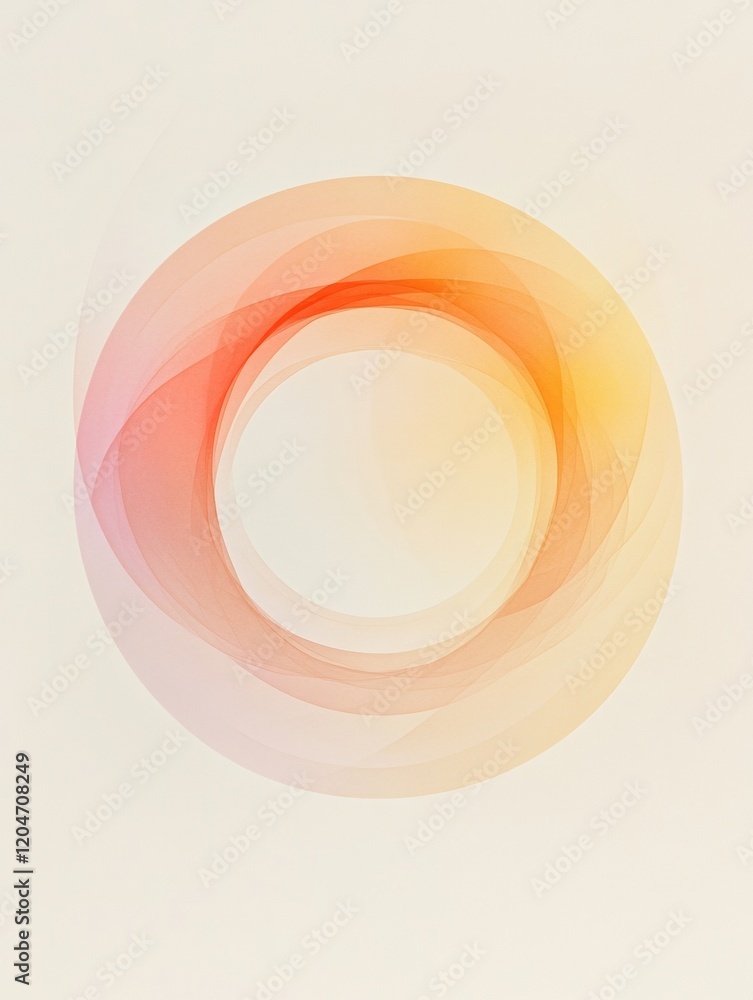 Poster colorful swirls create a circular design with warm hues of orange, red, and yellow on a light backgr