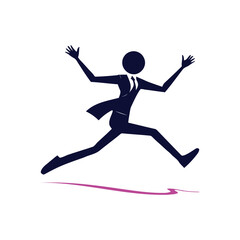 Excited Stick Figure Man in Motion - Graphic Design