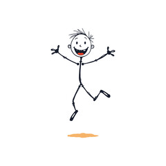 Excited Stick Figure Celebrating Success - Cartoon Design