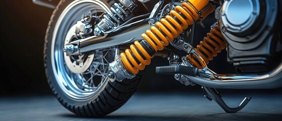 Detailed Closeup of a Motorcycles Suspension System