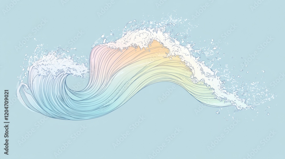 Leinwandbilder colorful wave illustration with soft pastel tones and dynamic movement in a serene digital setting. 