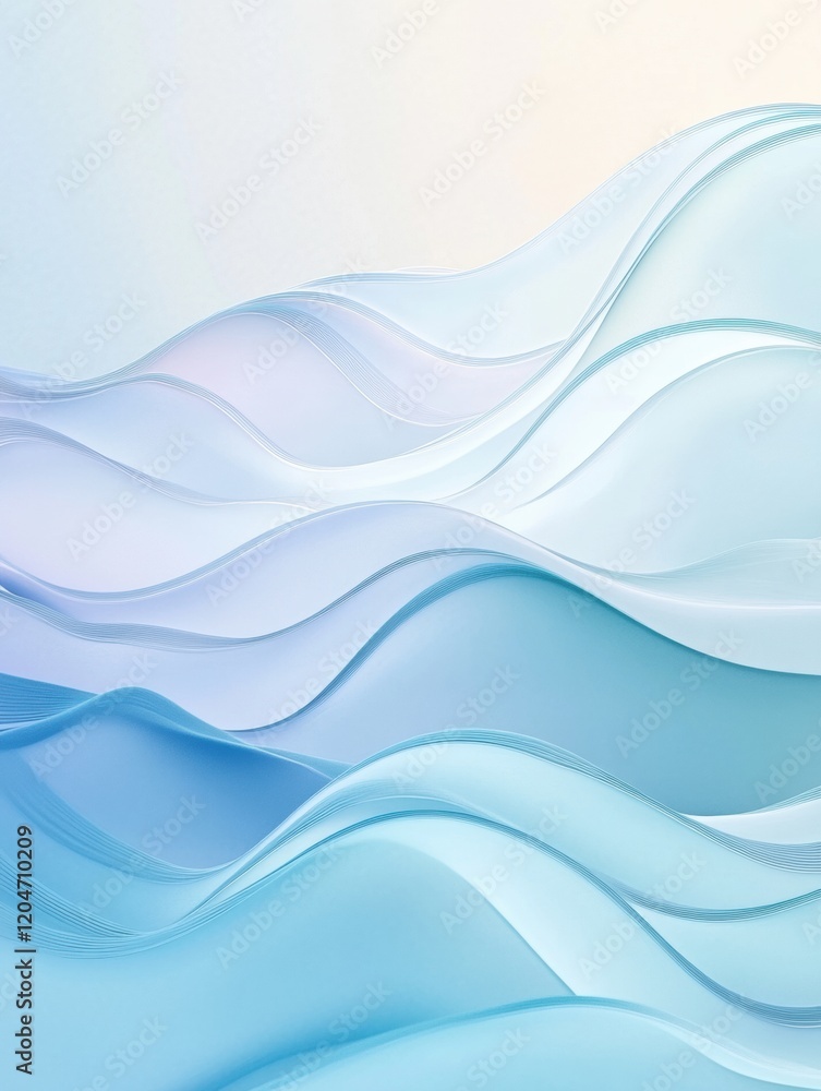 Fototapete Fluid waves in soft hues create a serene and calming visual effect in a tranquil setting. Generative AI