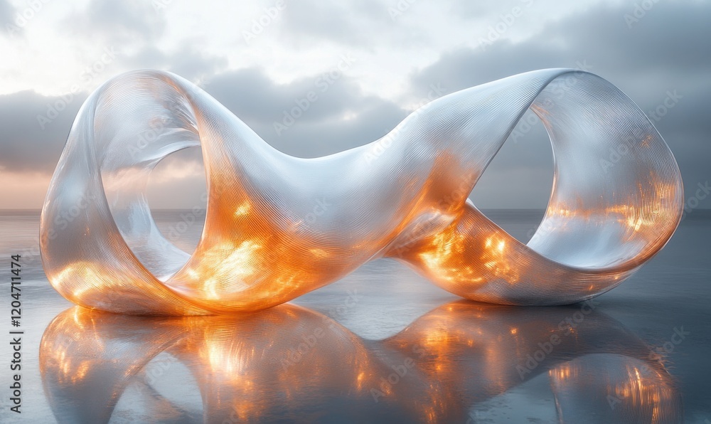 Aufkleber Translucent Ethereal Rings in Soft Light with Colorful Reflections and Minimalist Background