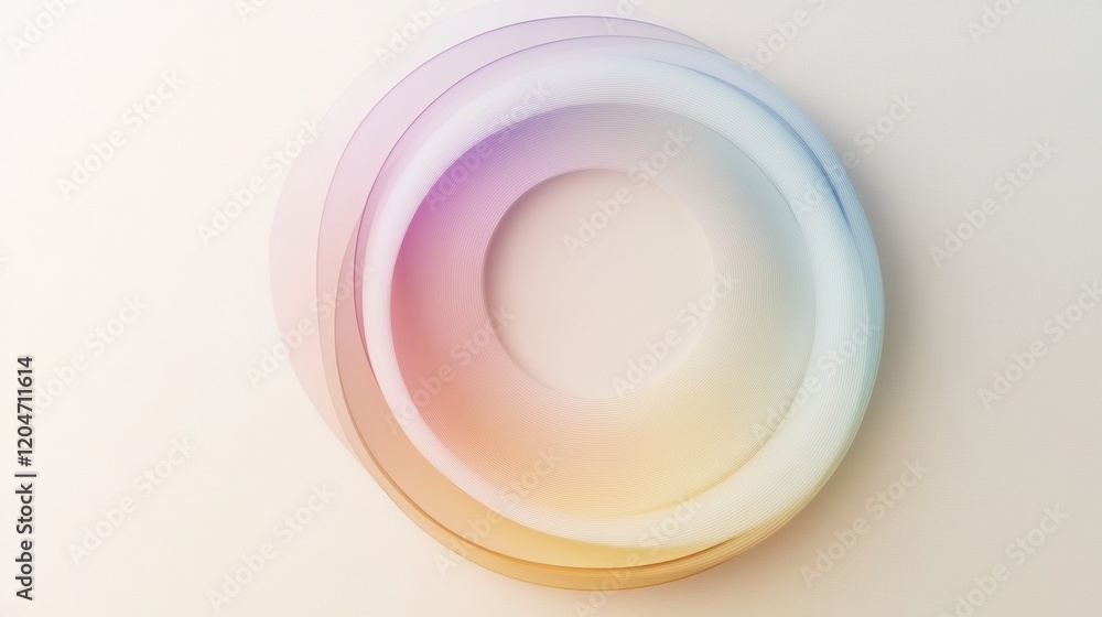 Poster Abstract design featuring layered circles in soft pastel colors suggesting depth and movement on a light background. Generative AI
